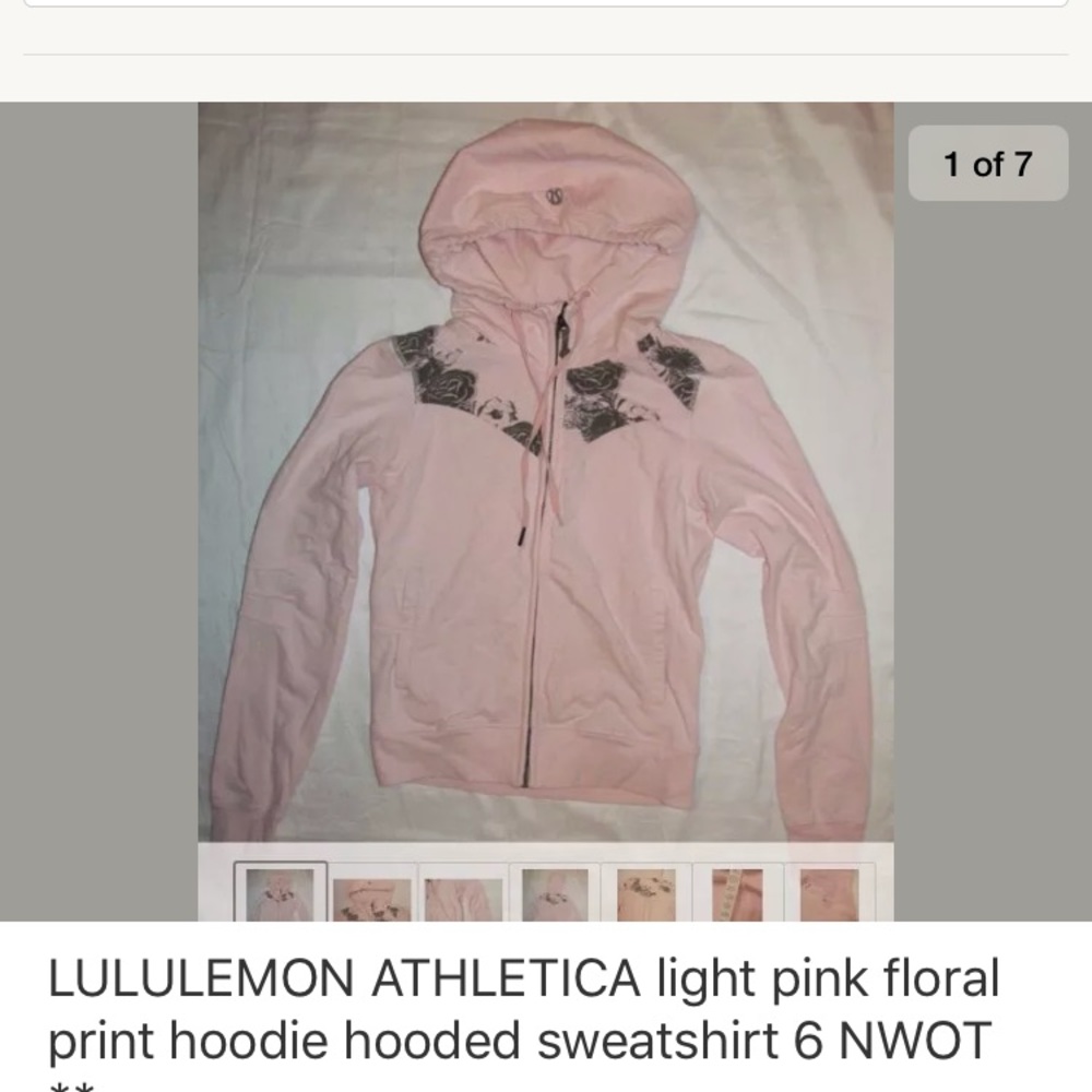 LULULEMON pink floral rose print hoodie sweatshirt